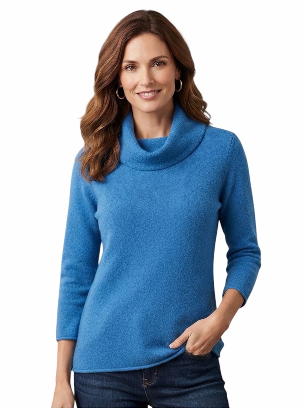 Lord & Taylor 100% Cashmere Cowl Neck Sweater Turquoise Size Medium